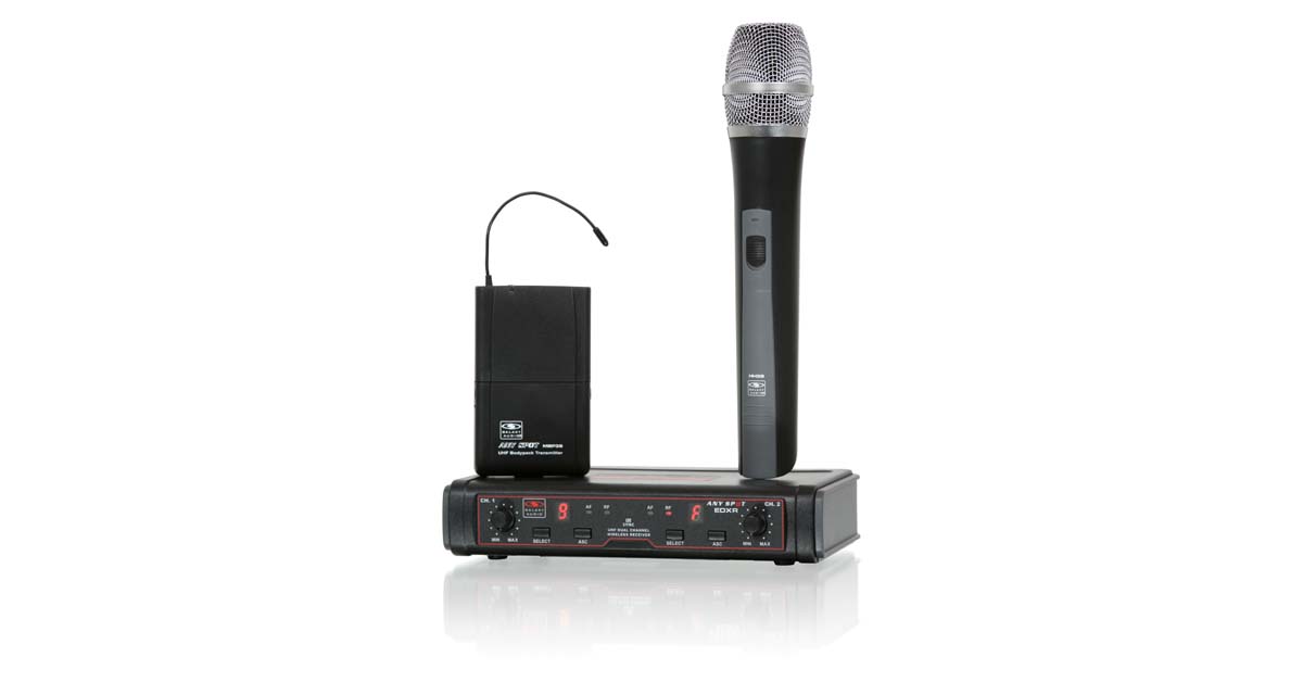 EDX Professional Dual Channel Wireless Mic System (UHF)