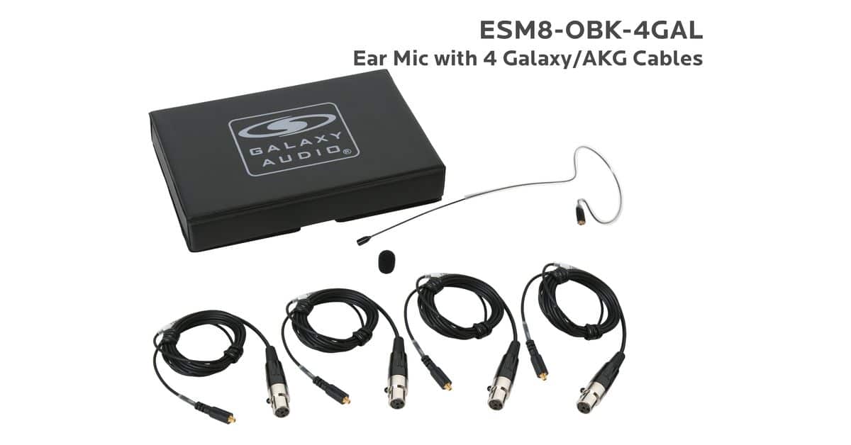 Black Omni Ear Mic with 4 Galaxy Audio/AKG Cables