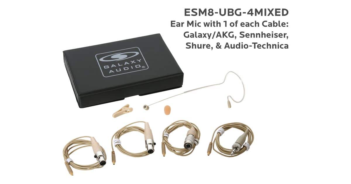 Beige Unidirectional Earset Mic with 4 Mix Cables