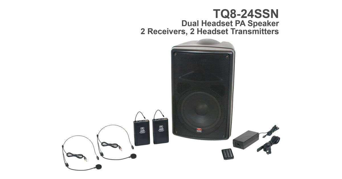 Wireless TQ8 Dual Receiver Headset PA System Front