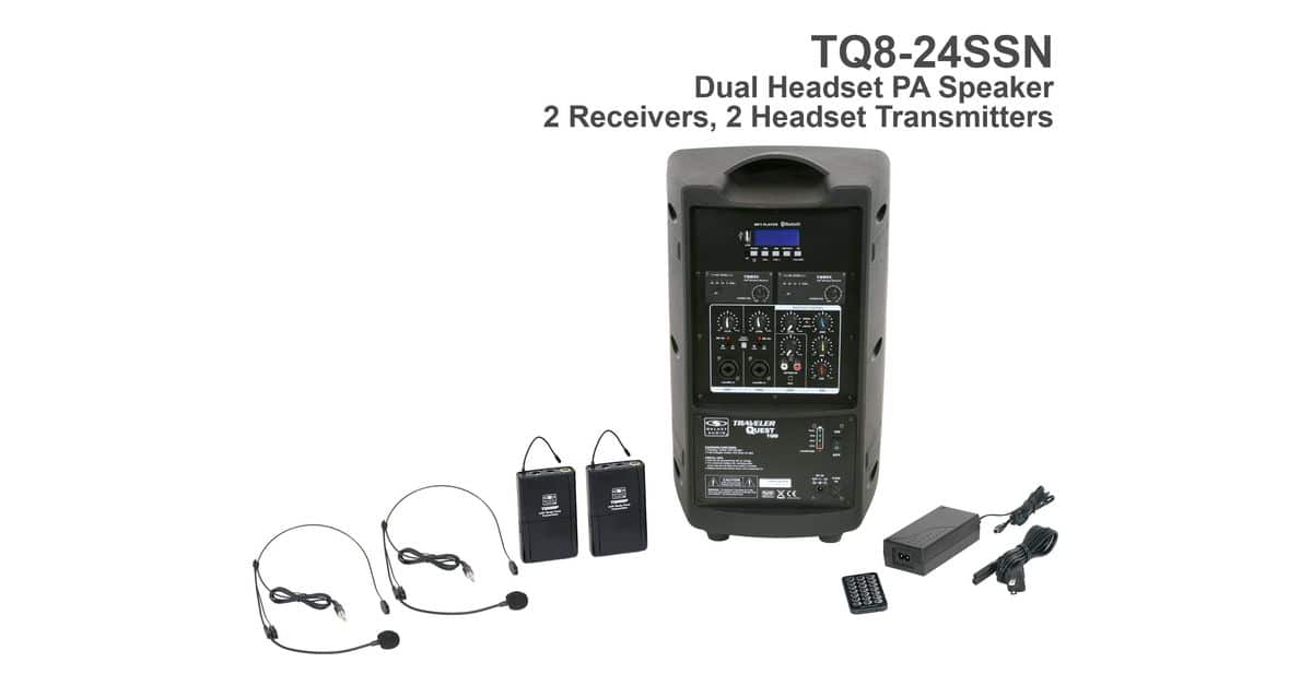 Wireless TQ8 Dual Receiver Headset PA System Back