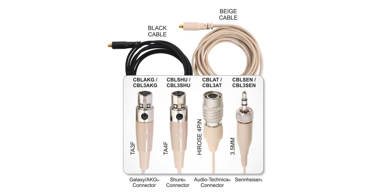 Detachable cable options for headset mics