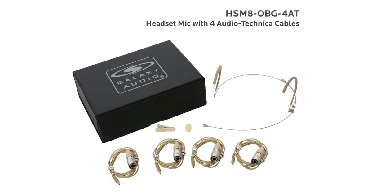Beige Omni-Directional Dual Ear Headset Mic with 4 Audio-Technica Cables