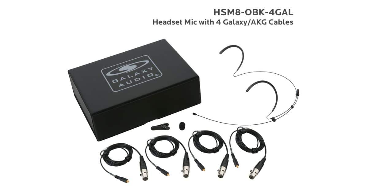 Black Omni-Directional Dual Ear Headset Mic with 4 Audio-Technica Cables