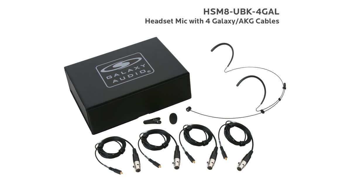 Black Uni Headset Mic with 4 Galaxy Audio/AKG Cables