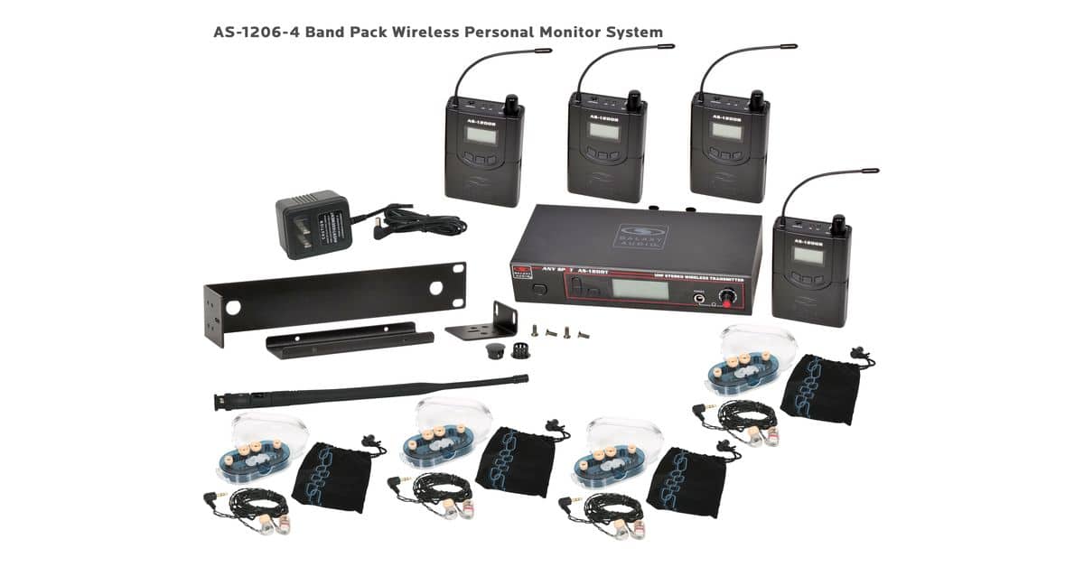 AS-1206-4 Wireless In-Ear Monitor Band Pack System with Four EB6 Ear Buds
