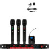 CSL4-HHHV Four-Channel Digital UHF True Diversity Wireless Microphone System. Includes CSL4 QUAD Receiver w/ four independent receivers in a single 1U rackmount chassis, (3) HH48 Handheld Mics & (1) MBP48 Body Pack Transmitter w/ Lavalier.